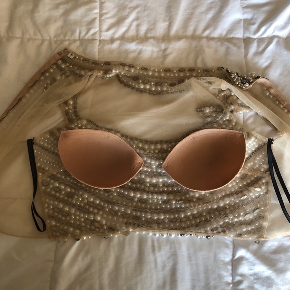 Beaded and Pearl Prom 2piece Dress - Picture 4 of 11